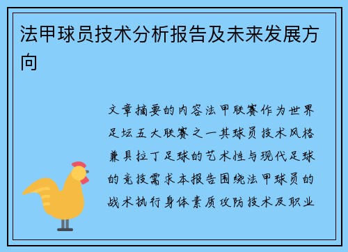 法甲球员技术分析报告及未来发展方向